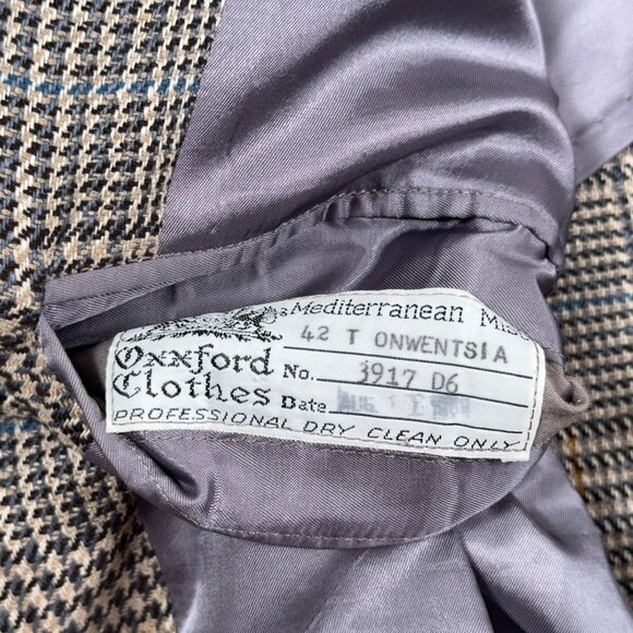 Oxxford Clothes Pure 100% Silk Checked Blazer Partially Lined Men's Size 42L - Picture 10 of 12